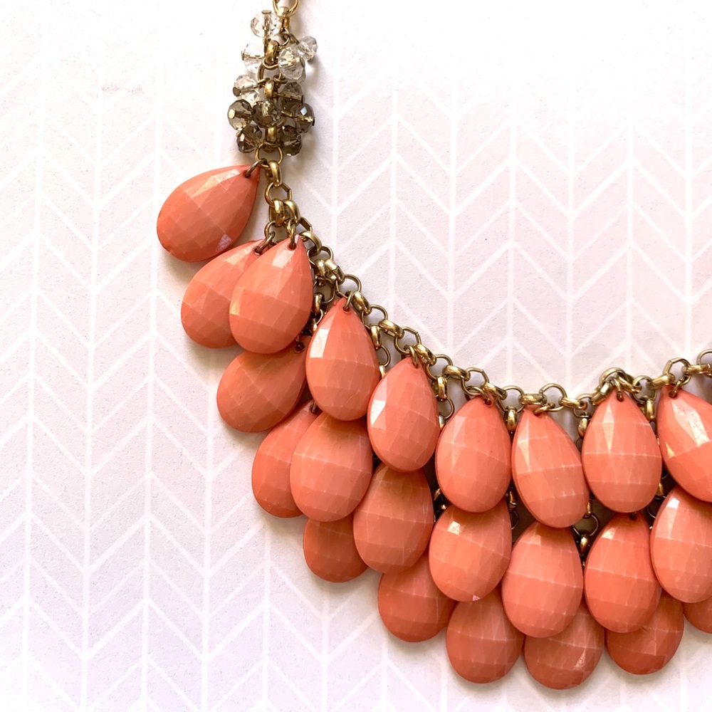 Coral and gold statement necklace